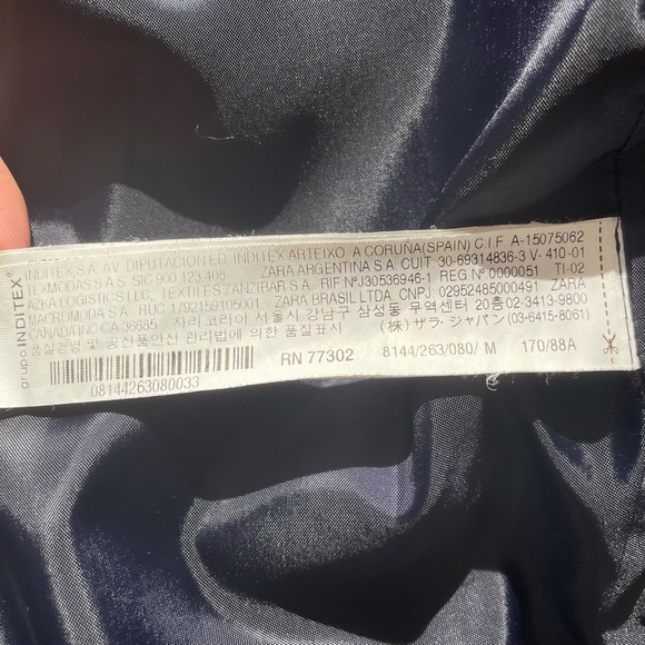 Zara Houndstooth Navy Wool Blend Coat - Picture 10 of 14